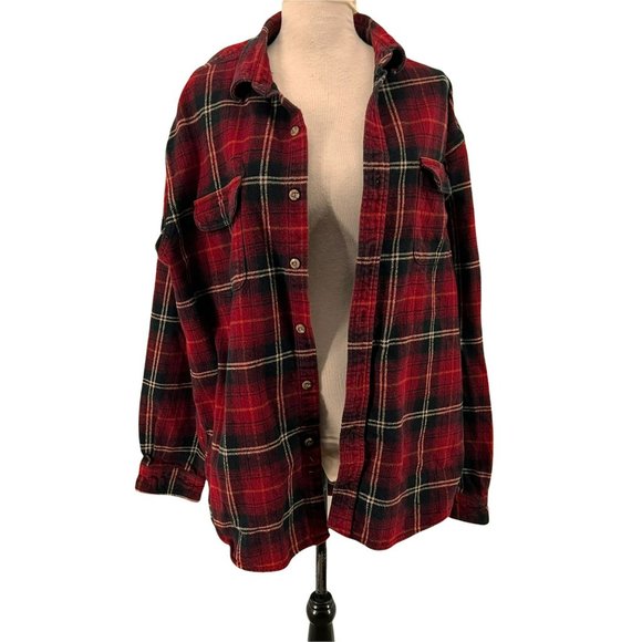 Field & Stream Other - Field & Stream Heavy Cotton Button Front Shirt Red Black Plaid XXL
